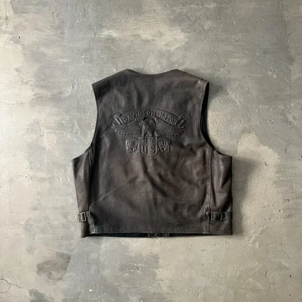 Made in Italy Genuine Leather Biker Vest 1990s Harley Style