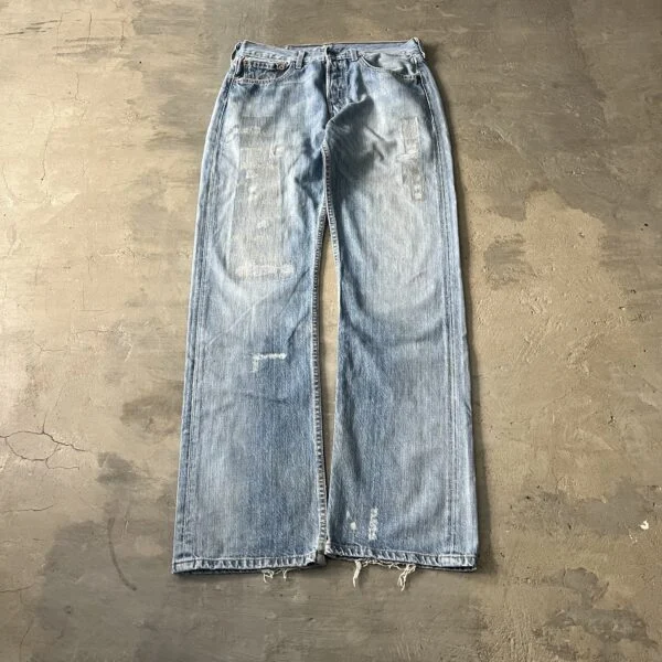 Archive 2000s Levi’s 501 Factory Repaired Jeans w/ Rare Red Pocket Bags