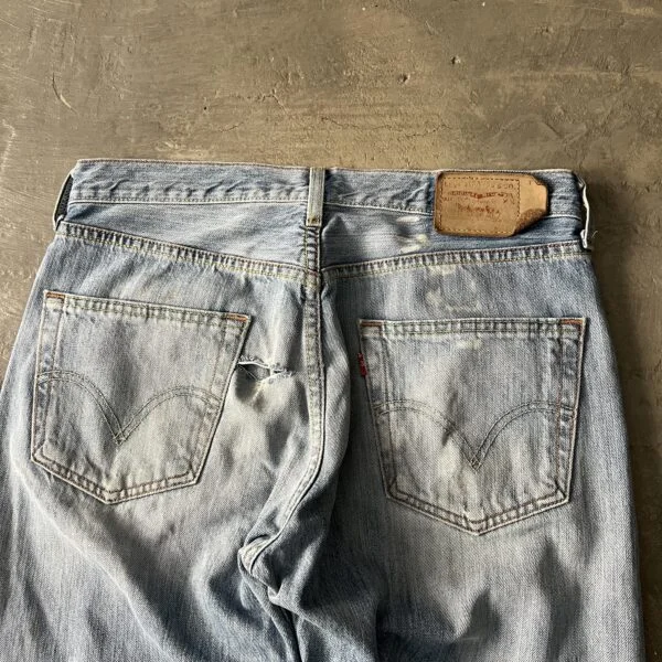 Archive 2000s Levi’s 501 Factory Repaired Jeans w/ Rare Red Pocket Bags