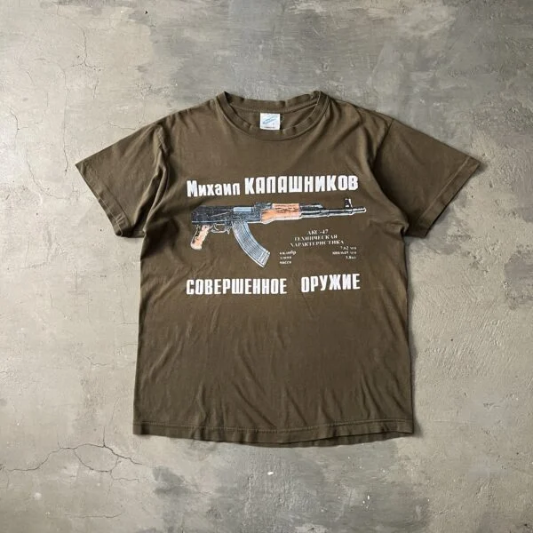 Mikhail Kalashnikov AKS-47 Vintage Tee 2000s — Soviet Military Distressed Print