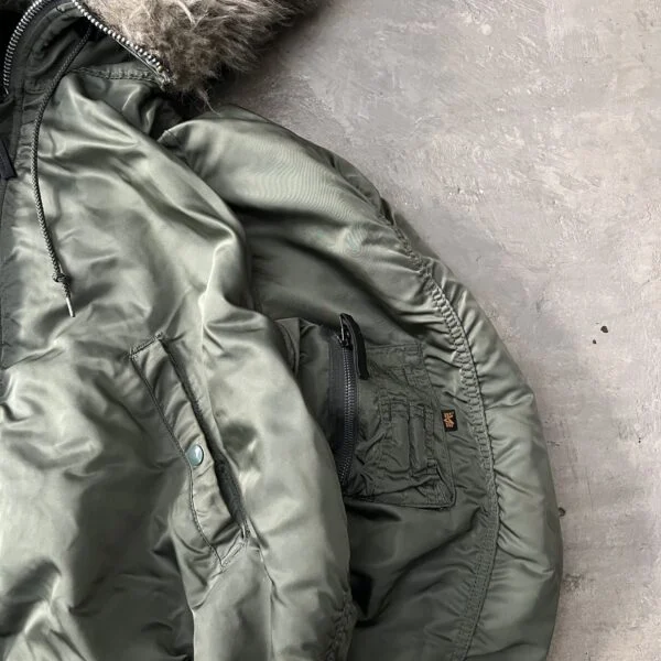 Alpha Industries N-2B 1990s Flight Jacket XL - Made in USA Sage Green Parka