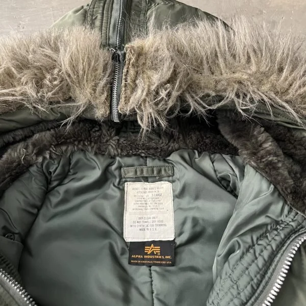 Alpha Industries N-2B 1990s Flight Jacket XL - Made in USA Sage Green Parka