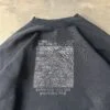 Statement Graphic Crewneck Sweatshirt Vintage 1990 – Cut Sleeves, Distressed Print
