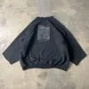 Statement Graphic Crewneck Sweatshirt Vintage 1990 – Cut Sleeves, Distressed Print