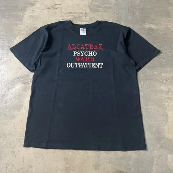 “Alcatraz Psycho Ward” – Vintage Early 2000s Embroidered Novelty Tee, Black