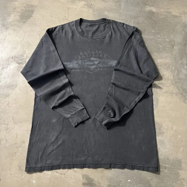 “Naples, Florida” – Vintage 2000s Harley-Davidson Long Sleeve Tee, Distressed Faded Black