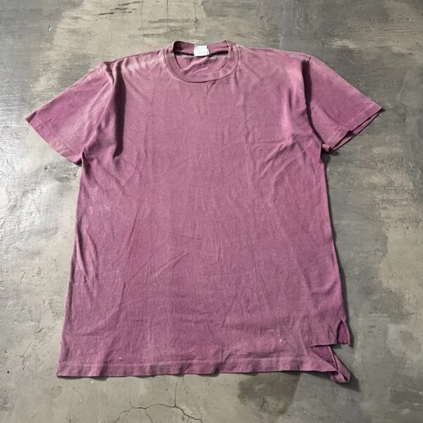 “Distressed Repair” – Vintage 1990s Single Stitch Blank Tee, Sunfaded, Safety Pin Detail