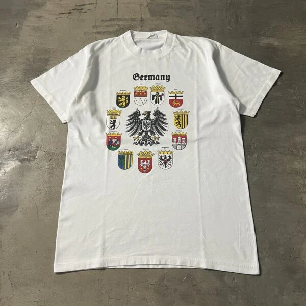 Vintage Germany Cities Coat of Arms T-Shirt 1990s– White Souvenir Tee with Eagle Graphic