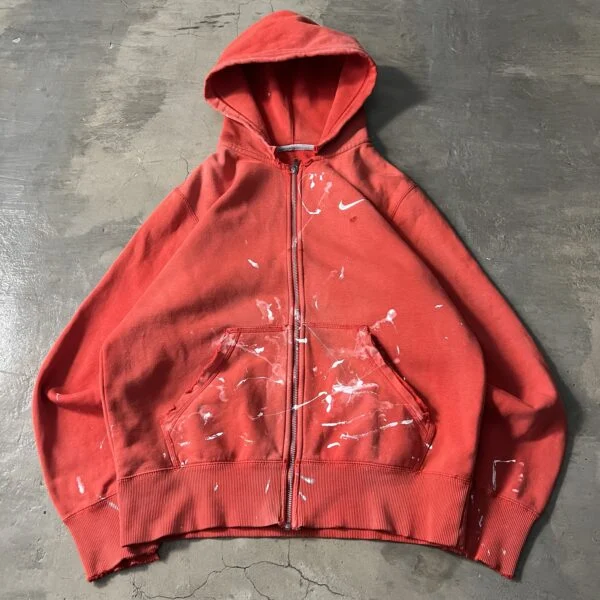 Nike Vintage Zip-Up Hoodie 2000s – Paint Splatter Distressed