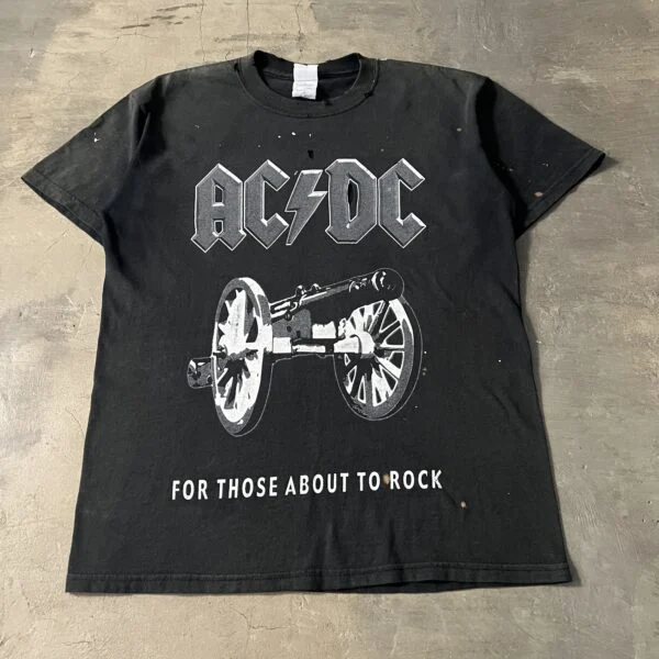 AC/DC "For Those About To Rock" Vintage Band T-Shirt 2000’s – Distressed, Sunfaded